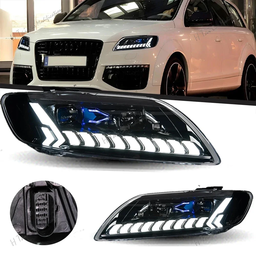 Coppia di Fari a LED per Audi Q7 2006-2009 2010-2015, Fari Abbaglianti e Anabbaglianti con Indicatori di Direzione Dinamici