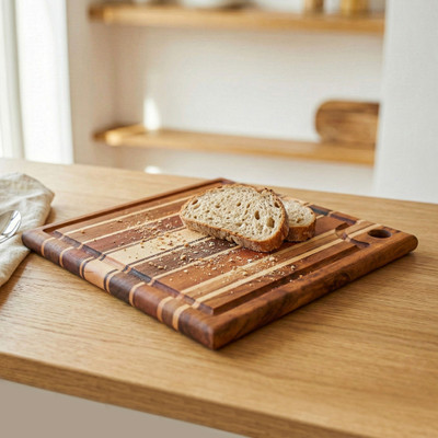 Delectable Moments,'Square Reclaimed Wood Board for Cooking and Charcuterie'
