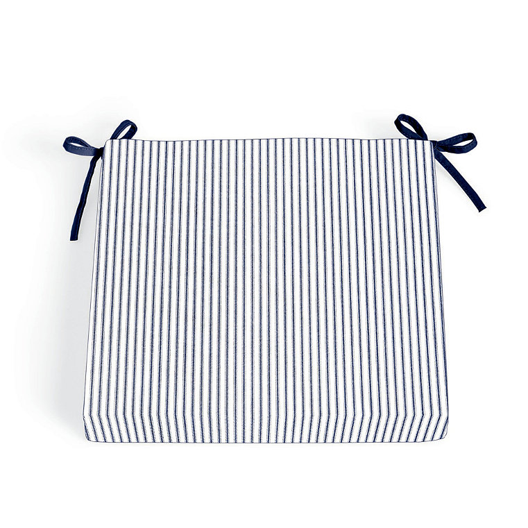 19" X 17-1/2" Replacement Seat Cushion - Knife-Edge, Knife Edge/Tckng Stripe Neptune - Grandin Road