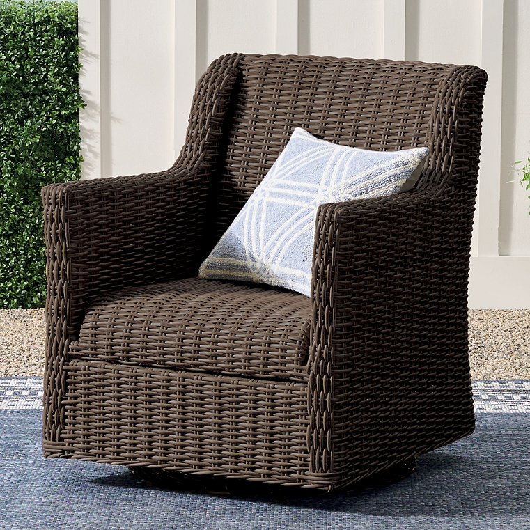 Montville Wicker Swivel Outdoor Glider Outdoor Chair - Chocolate - Grandin Road