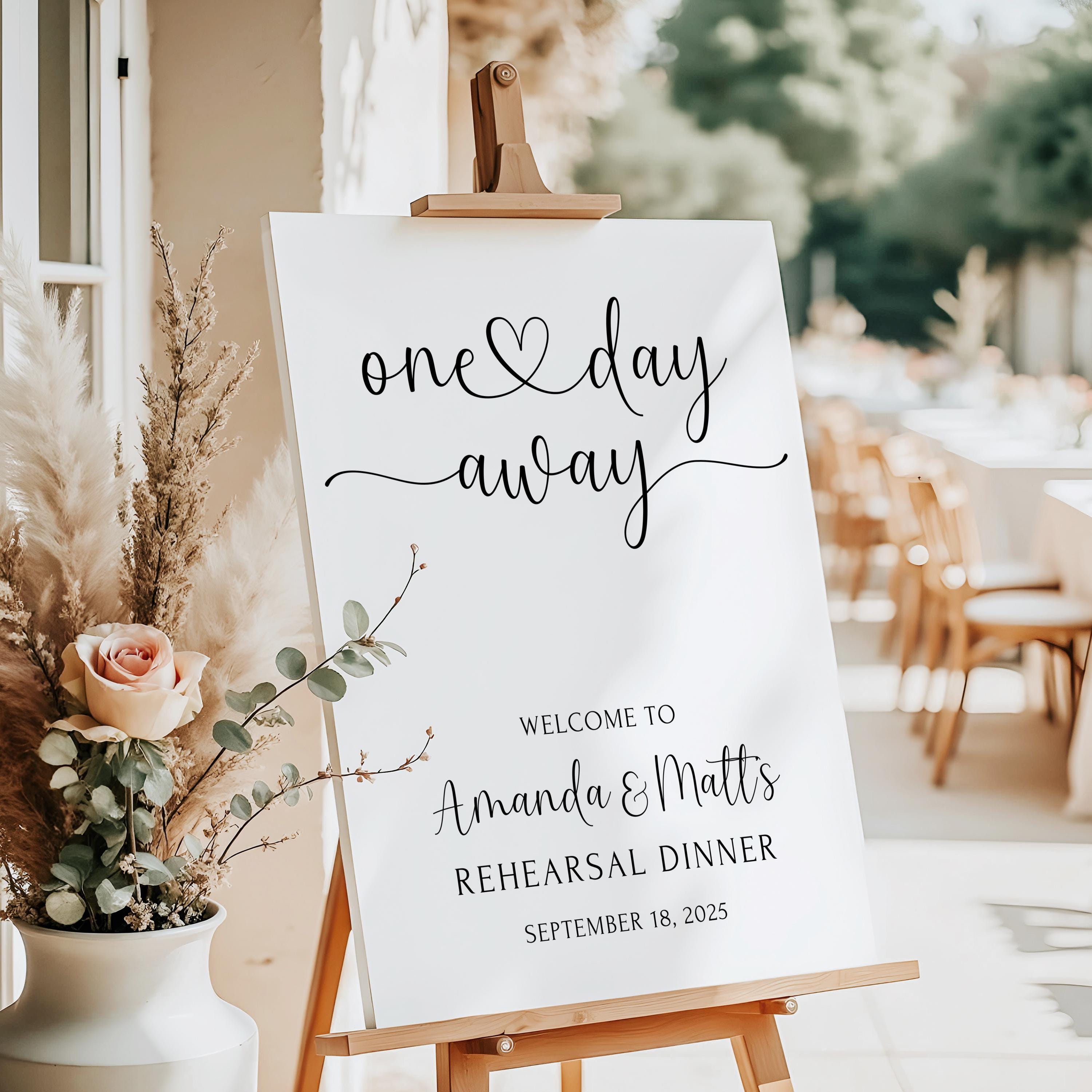 Cartello di benvenuto per la cena di prova di un giorno prima del matrimonio, cartello per la cena di prova di matrimonio stampato e spedito la sera p