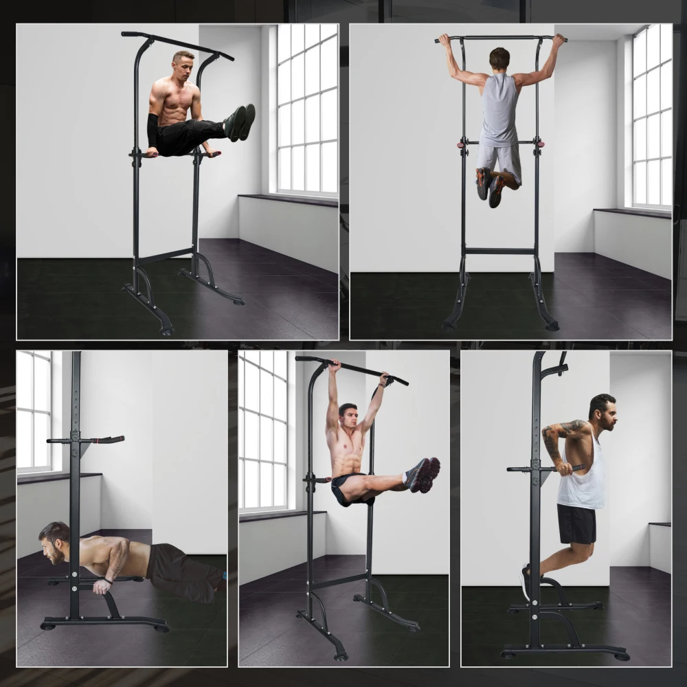 Station de musculation multifonctionnelle Sport Power Tower, barre de traction et station de dips réglable en hauteur, pour entraînement de force en salle de sport, équipement de fitness