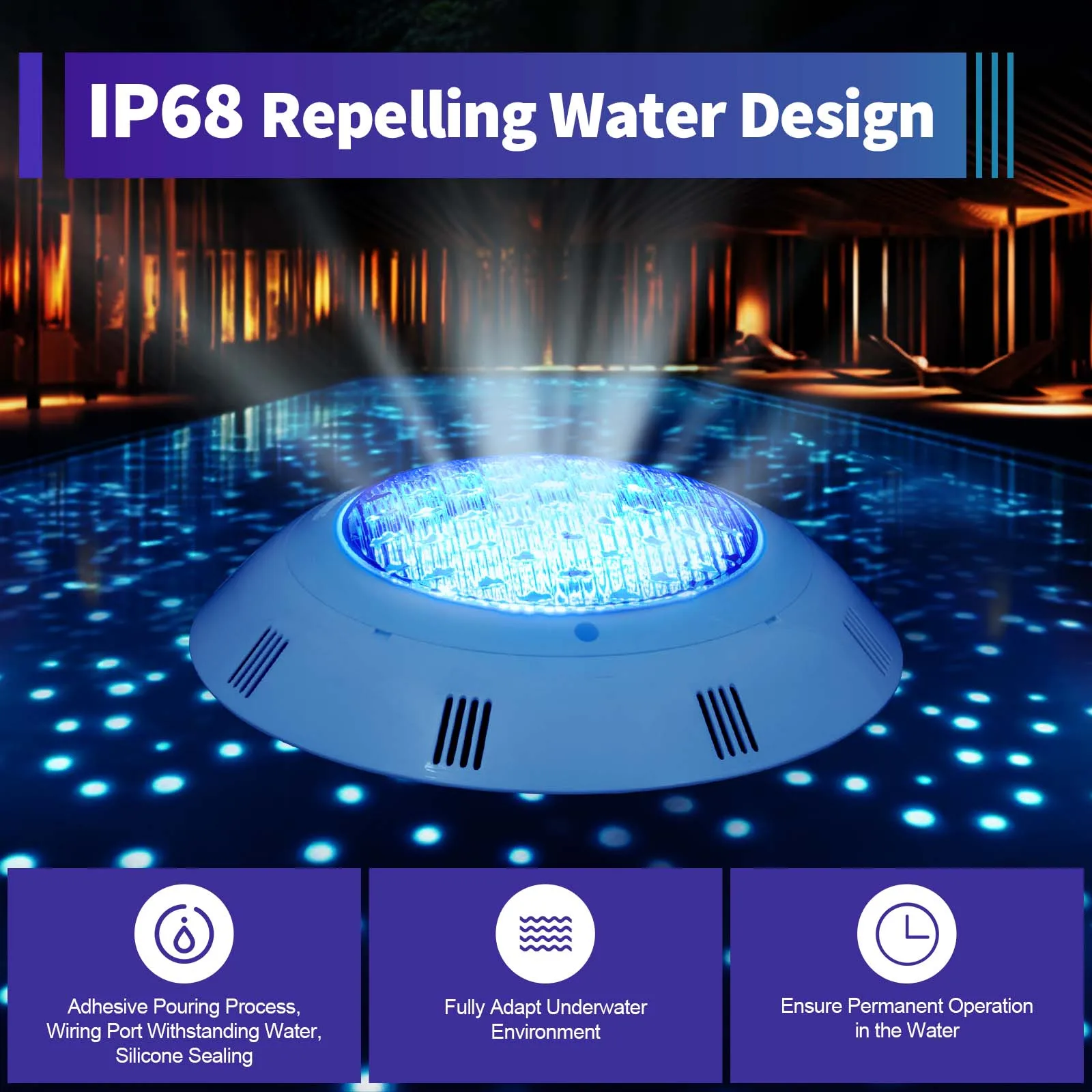 Lumière de piscine 12V, éclairage sous-marin 45W RGB LED, lampes de piscine, éclairage de piscine, télécommande, éclairage de fontaine, éclairage de surface de piscine LED 2500