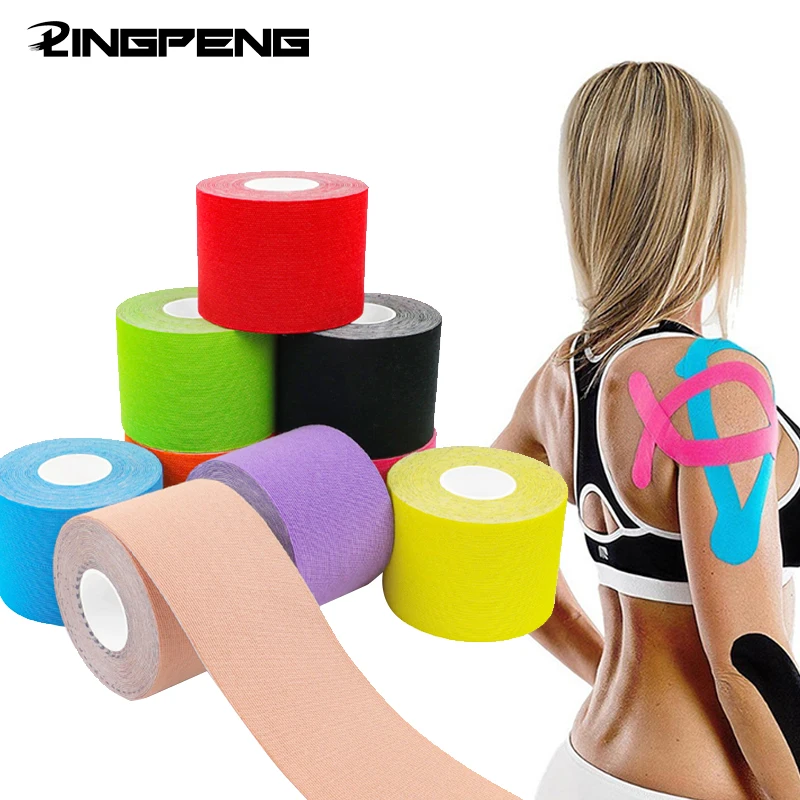 Kinesiologie-Tape für Therapie-Athleten, latexfrei, elastisch, wasserabweisend, kinetisches Kinesiologie-Tape für Knieschmerzen, Schultermuskulatur Image