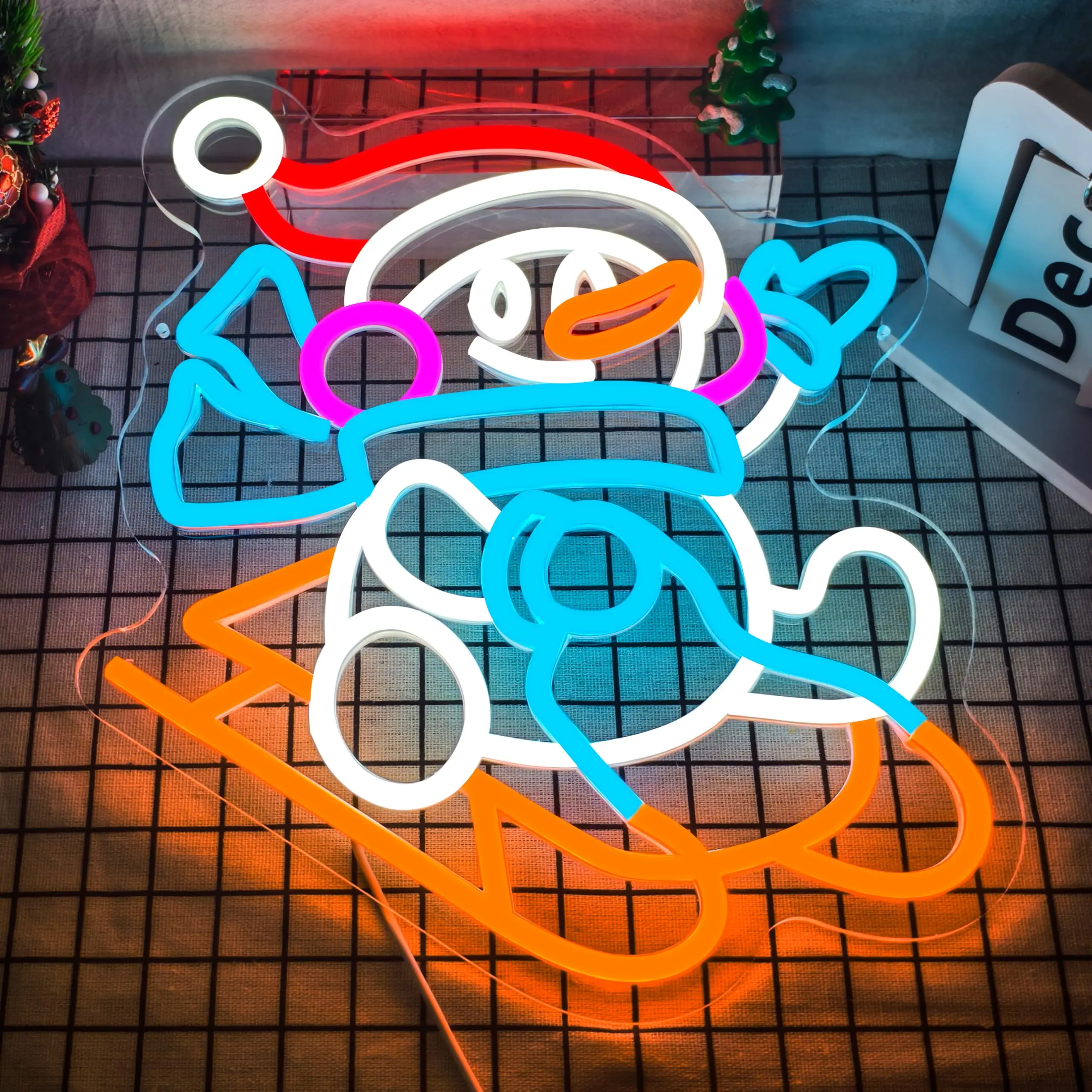 Schneemann Skifahren Neonschild Dimmbares Leuchtschild Wanddekoration für Weihnachtsfeier Innen Schlafzimmer Fenster Pub Kinder Weihnachtstag Image