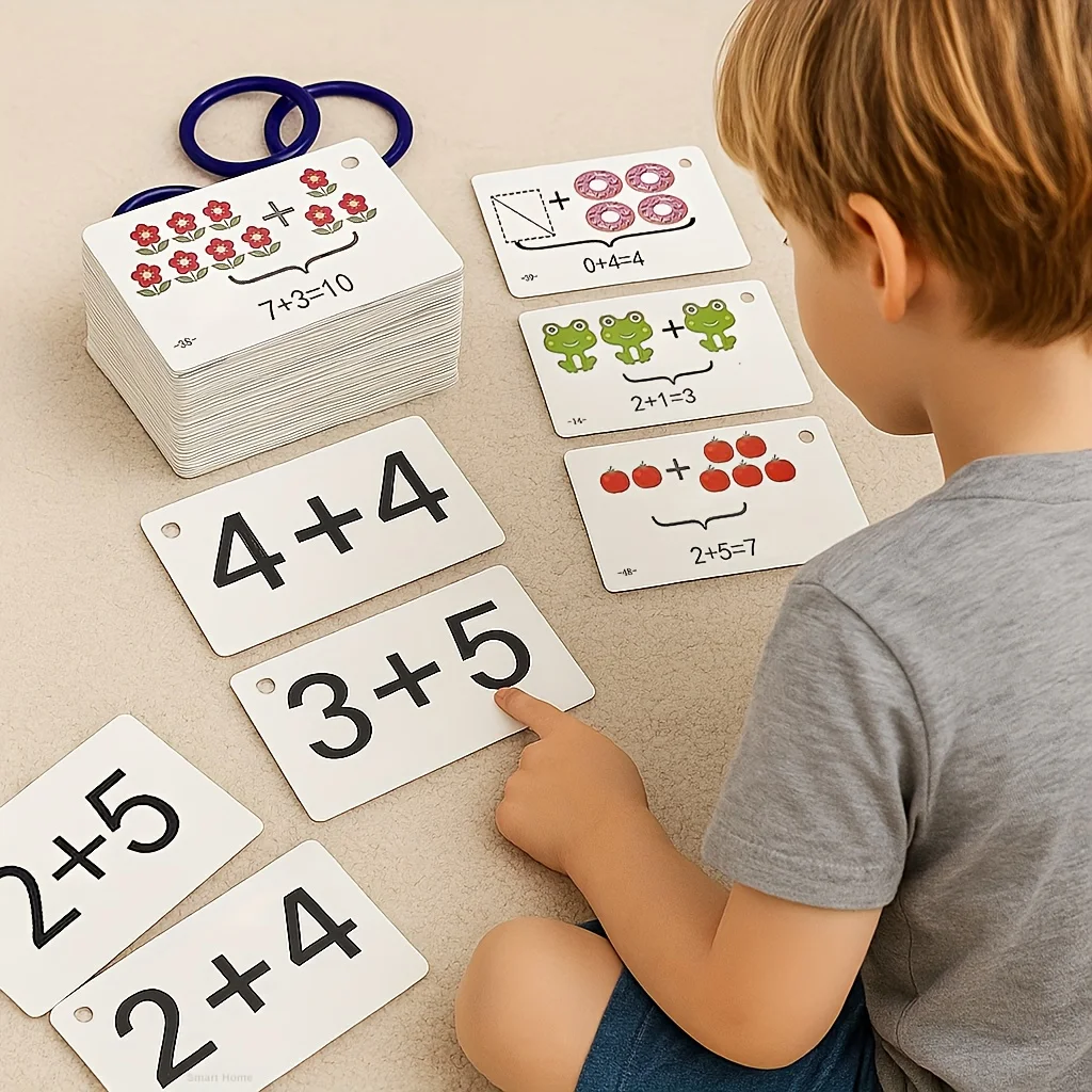 132 Cards of Addition and Subtraction Within 0-10, a Complete Set of Cards for Early Development of Arithmetic Skills, Addition, Subtraction, Multiplication, and Division Mental Arithmetic Cards, to Image