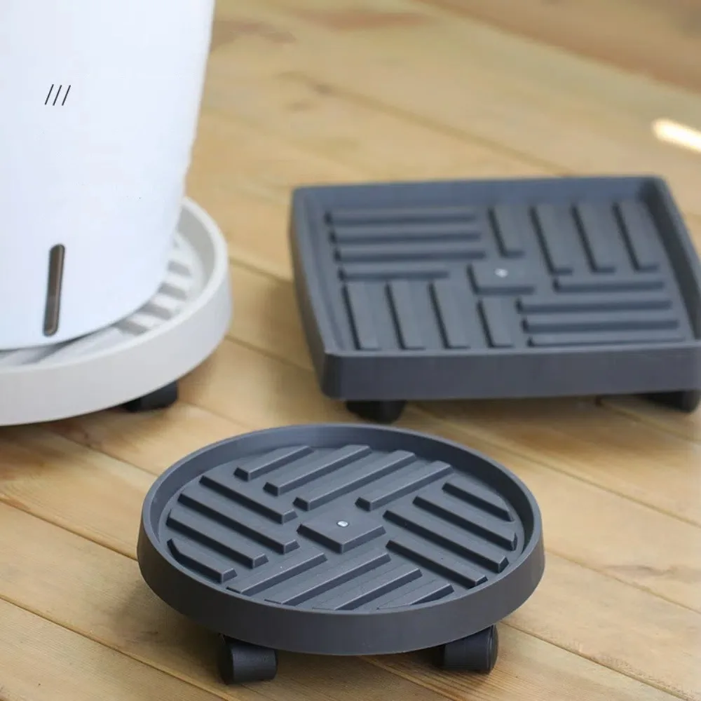 Neue Mobile Blumentopf Ständer Tabletts Kunststoff Runde Quadratische Blume Disc Basis mit Rädern Anti Rotting Wurzel Blumentopf Tablett Ständer Terrasse Image