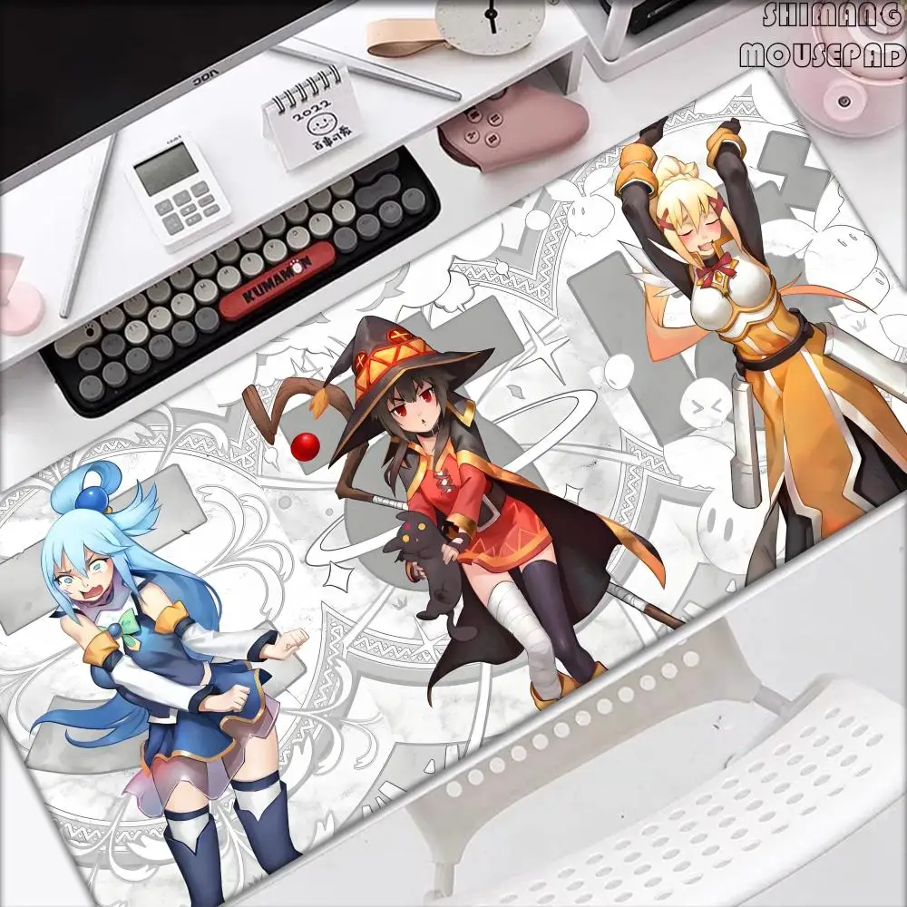 KonoSuba Megumin XXL-Mauspad, Anime-Computermatte, 900 x 400 mm, Gaming-Zubehör, Kawaii-Mauspad, großes Padmouse, Tastatur, Schreibtischunterlage Image