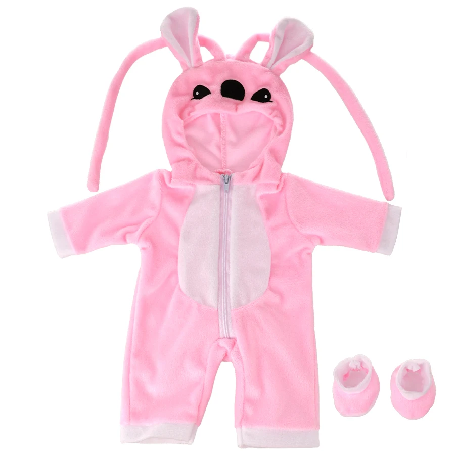 Puppe Outfits Overall 16-18 Zoll/40-45 cm Puppen Baby Geboren Puppe Rosa Nette Strampler Anzug + schuhe Set Warme Kleidung Puppe Baby Mädchen Geschenk