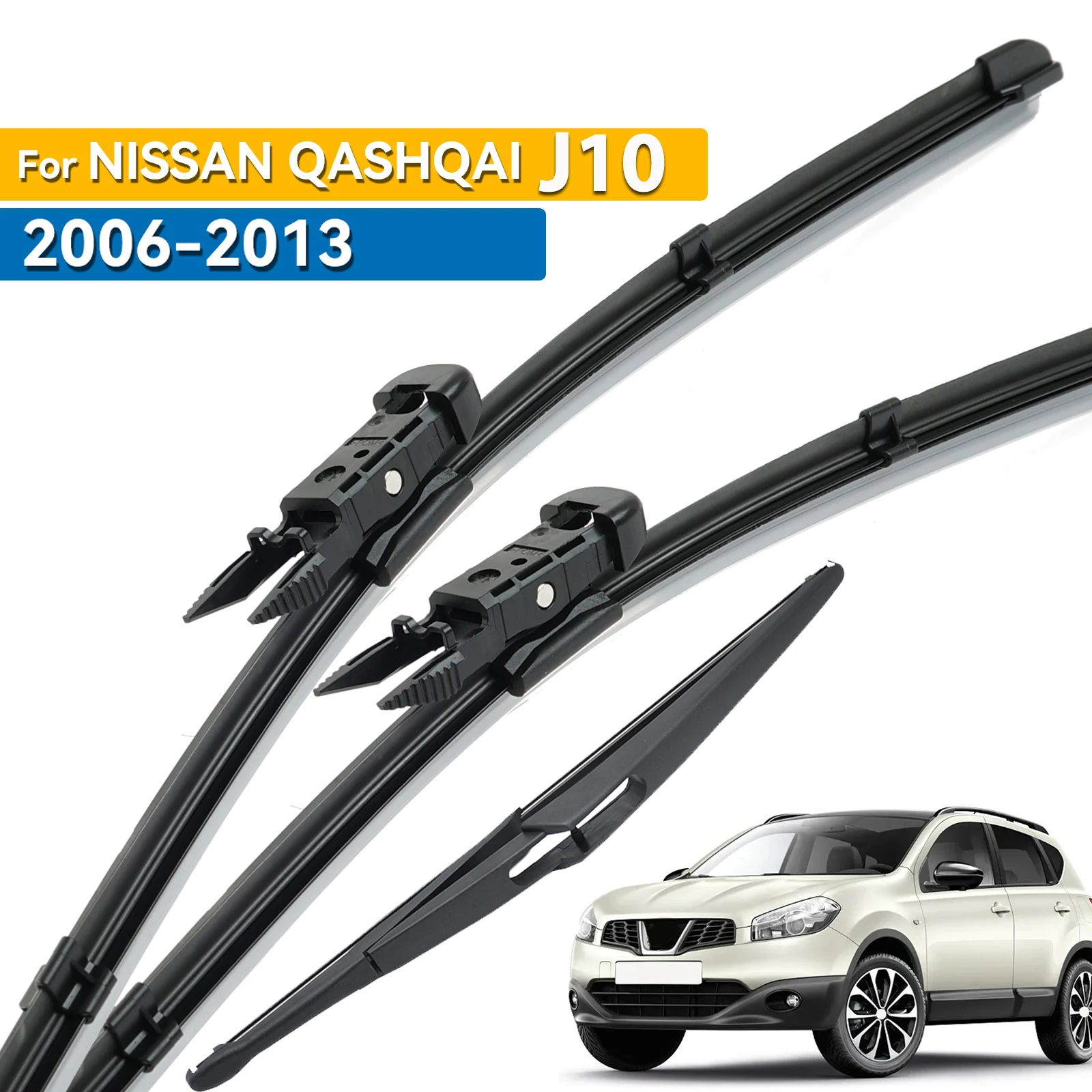 Erick's Wiper Front- und Heckwischerblätter-Set für Nissan Qashqai J10 2006–2013 Windschutzscheibe, Windschutzscheibe, Fensterbürsten, 24 Zoll + 15 Zoll + 12 Zoll Image