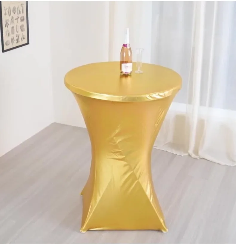Luxuriöse Bartischdecke in Metallic-Gold für Hotel, Restaurant und Hochzeitsdekoration, Tischdecke aus elastischem Polyester, einfarbig Image