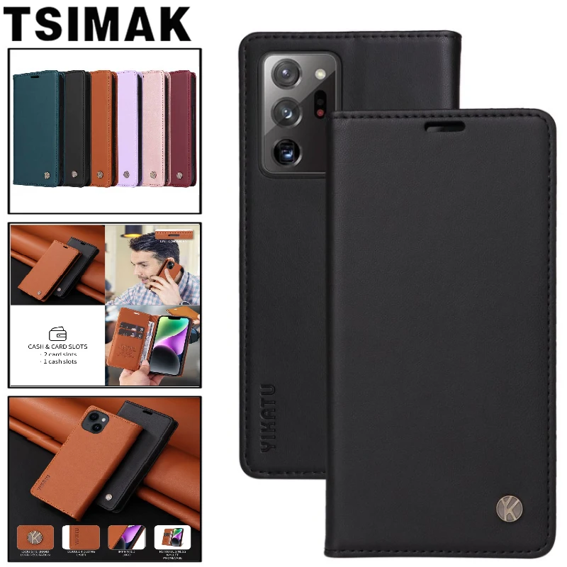 Business-Leder-Handyhülle für Samsung Galaxy S7 Edge S8 S9 Plus S10 Lite Note 10 20 Ultra 8 9 Starker Magnet Flip Wallet Cover Image
