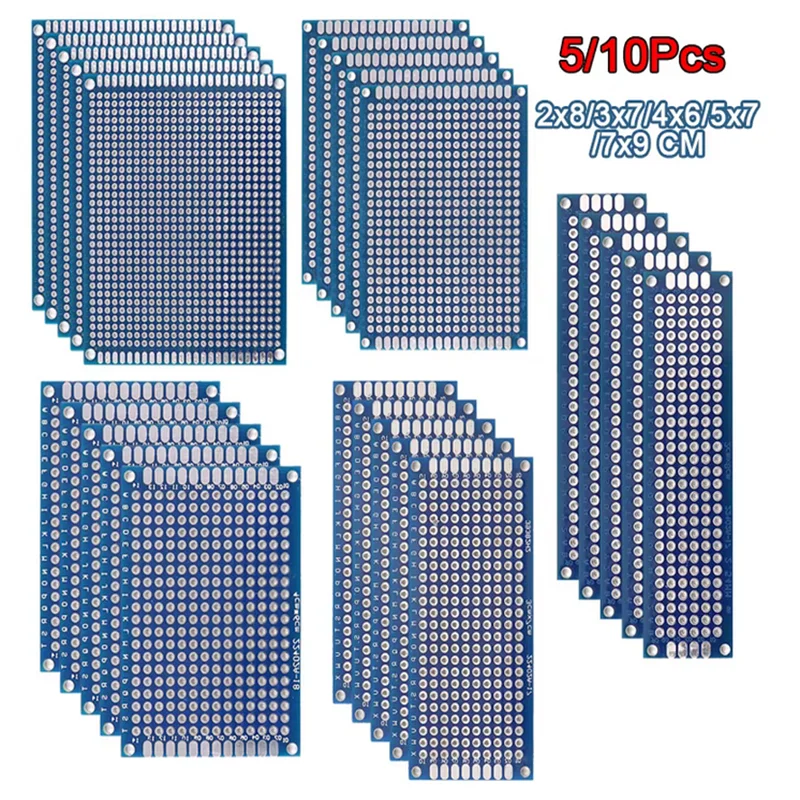 5/10PCS PCB Board Prototyp Board Blau 2x8/3x7/4x6/5x7/7x9cm Doppelseitige Leiterplatten Für DIY Löten Projekt Image
