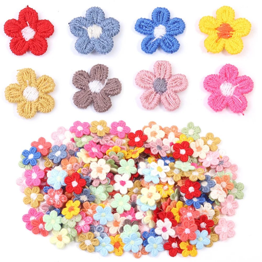 30 teile/los 1,5 cm Bunte Mini Blume Stickerei Applique Hand Nähen Patches Dekoration Für DIY Kleidungsstück Taschen Nähen Zubehör Image