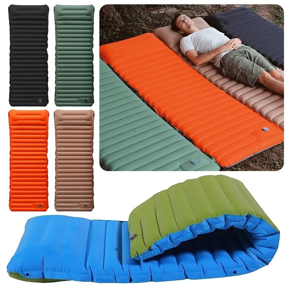 Verdickte Isomatte Ultraleichte selbstaufblasende selbstaufblasende Luftmatratze Eingebaute Inflatorpumpe Campingmatratze Camping Image