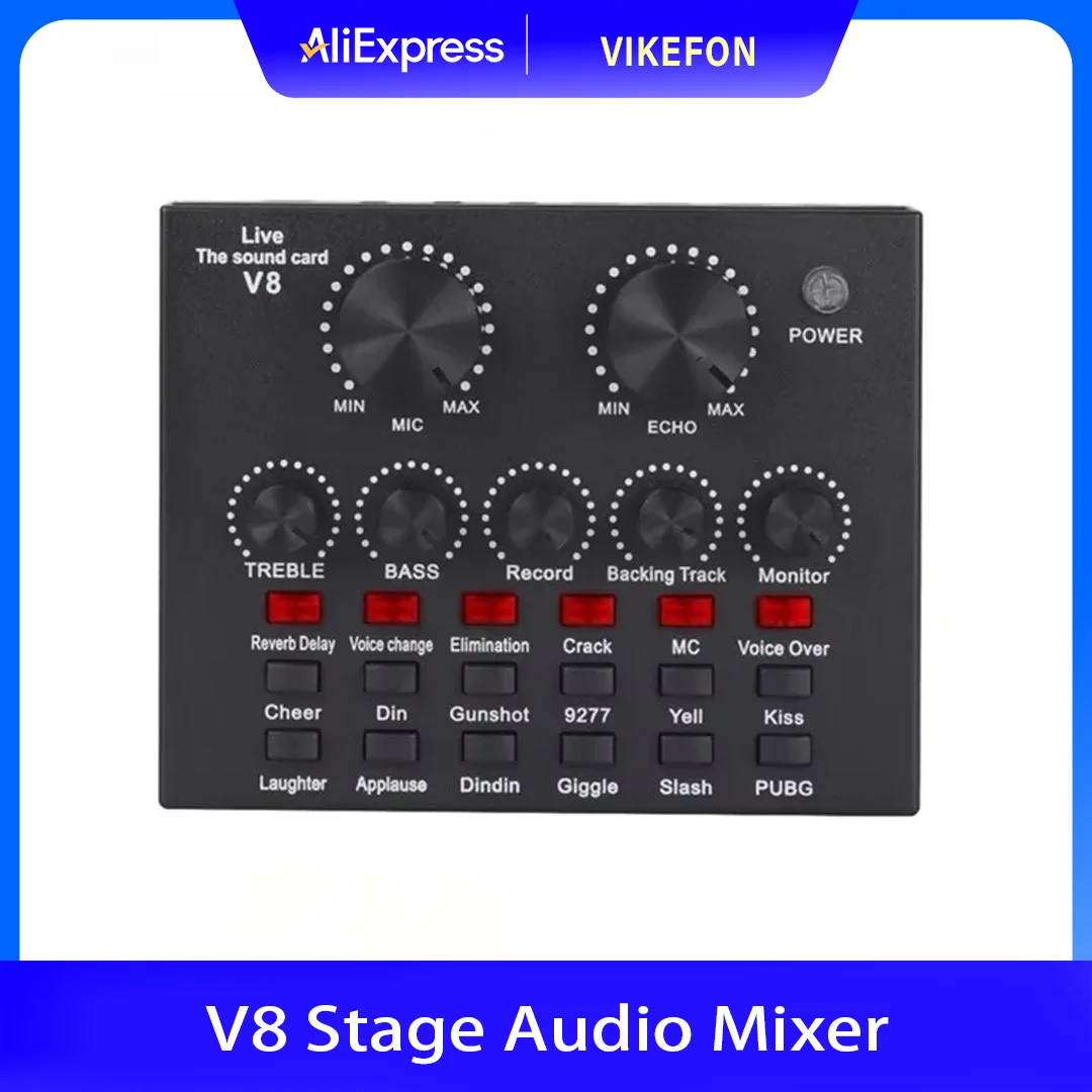 V8 V8S Audio-Mixer USB Externes Headset-Mikrofon Webcast Persönliche Live-Übertragung Soundkarte für Telefon und Computer