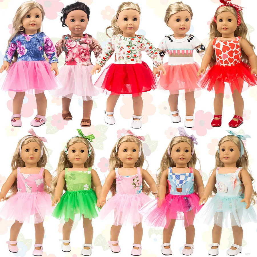 Puppe Kleidung Kleid Für 18 zoll Mädchen Amerikanischen & 43 cm Reborn Puppe Zubehör Nette Print Kleid Unsere Generation Baby mädchen Spielzeug Geschenk