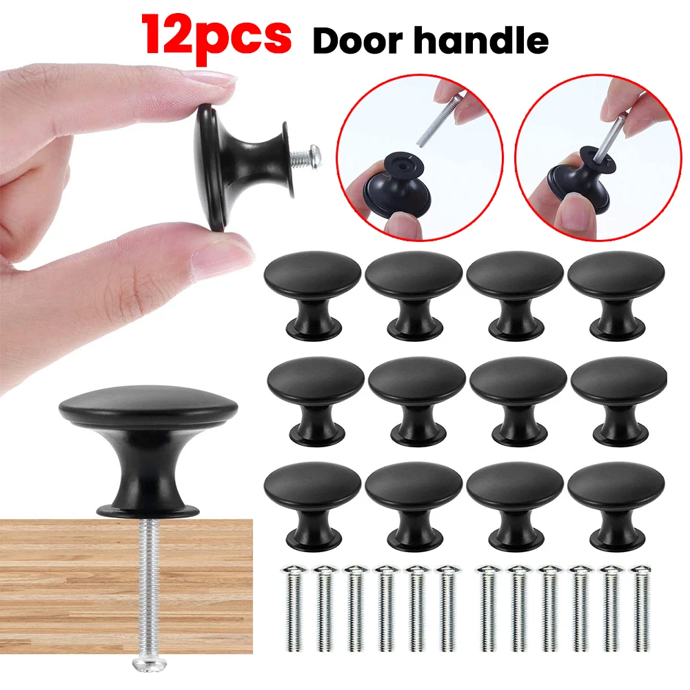 12 Stück schwarze Einlochgriffe, kleine Schranktürgriffe Image