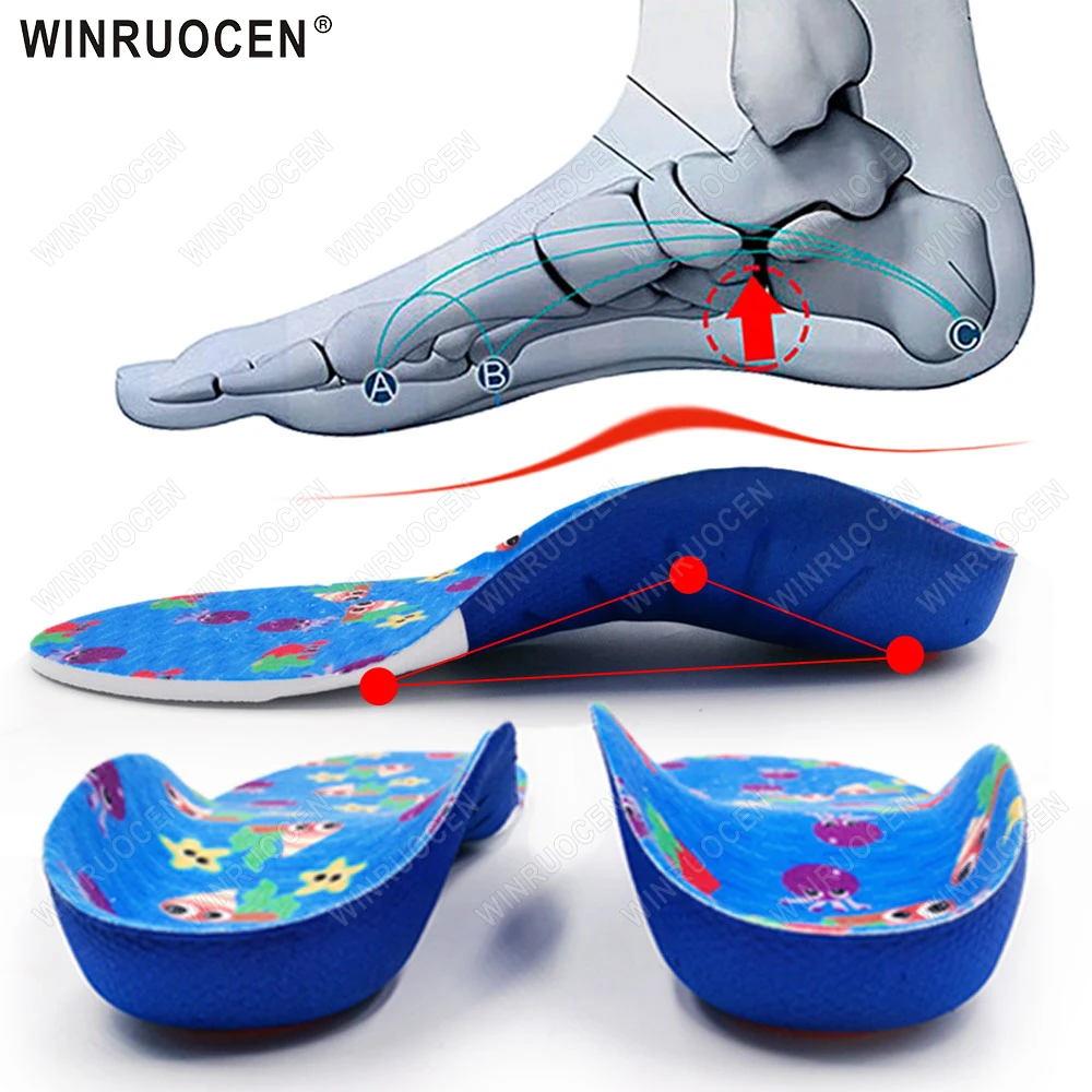 Orthopädische Einlegesohlen für Schuhe, Plattfuß, Fußgewölbeunterstützung, Kinder, Kinder, Sohlen, Sport, atmungsaktive Polster, Korrektur-Einlegesohle, Zubehör Image