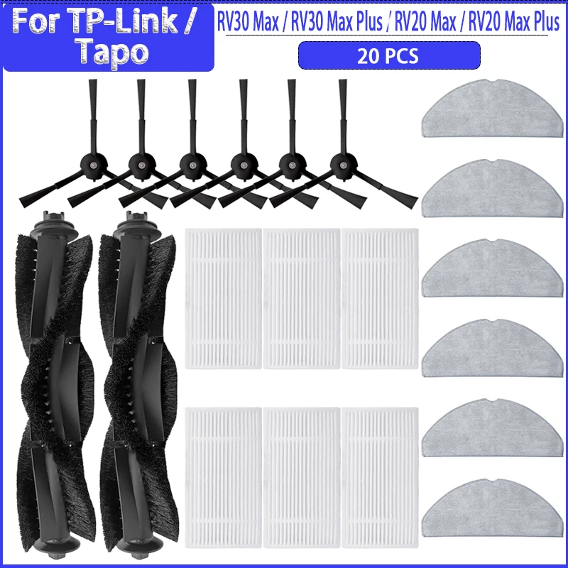 Roller Seitenbürste HEPA Filter Mops für TP-Link Tapo RV30 Max / RV30 Max Plus / RV20 Max / RV20 Max Plus Roboter Staubsauger Zubehör Image