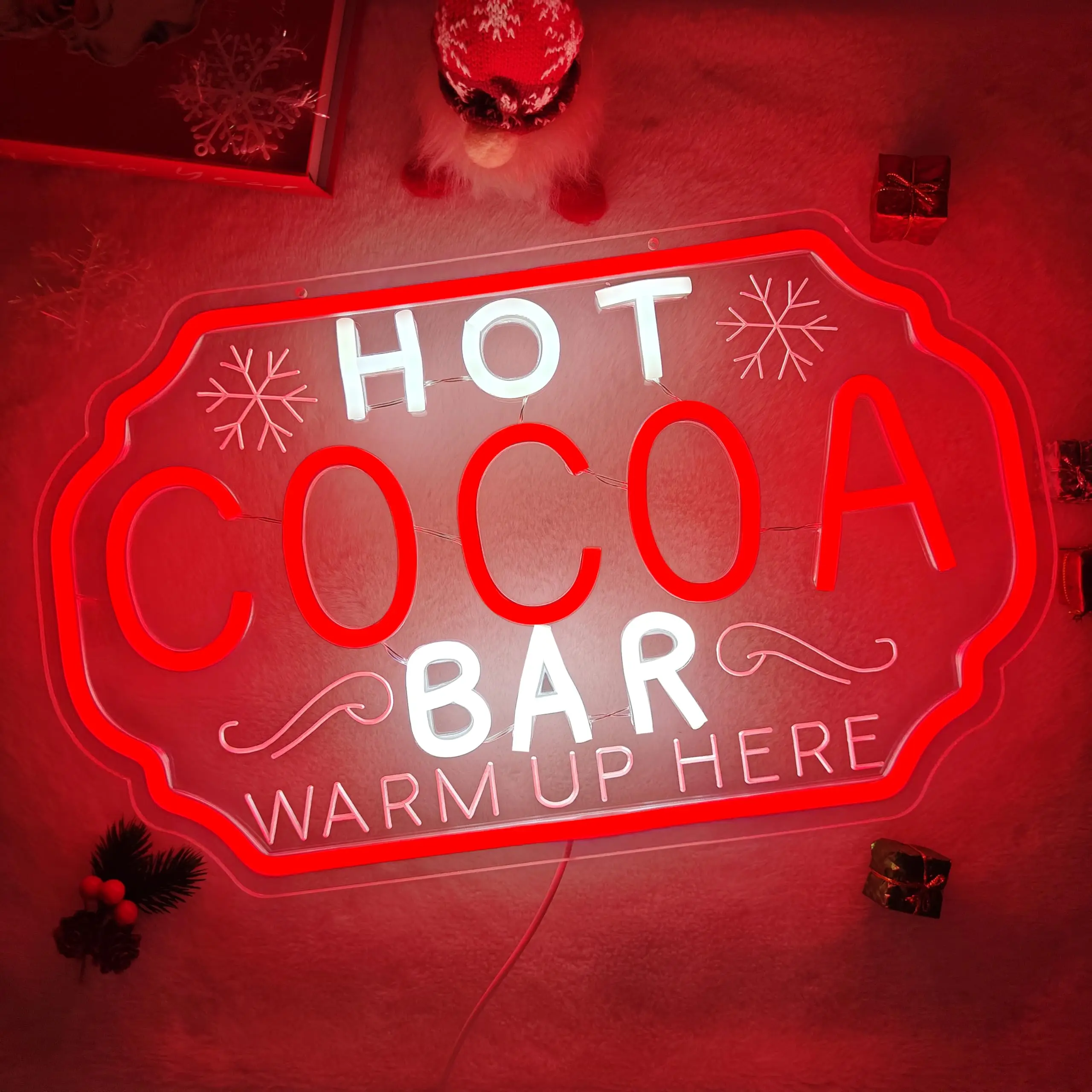 Heißer Kakao Bar Neon Zeichen Carving Led Licht Zeichen für Wand Dekor Dimmbare Schalter Vintage Leuchten Zeichen für Weihnachten Küche Café H
