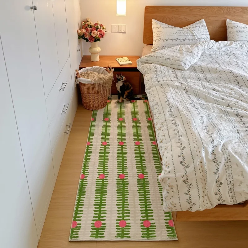 VIKAMA Cremefarbener rutschfester Teppich für Schlafzimmer, Nachttisch, Bodenmatte für Wohnzimmer, Sofa, Erkerfenster, Heimdekoration Image