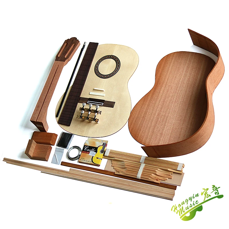 Zubehör-Set für klassische Gitarre, Khaya-Massivholz, Rückseite aus Fichtendecke, Massivholz HUATOOL Image