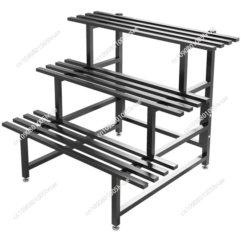 Blumenständer aus Schmiedeeisen, mehrschichtiger Stufenregal für den Außenbereich, Balkon, Sukkulenten, grüner Dill, Blumentopfständer Image