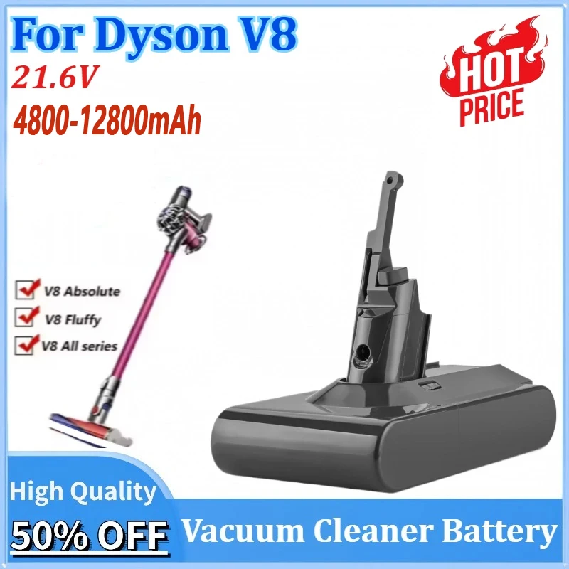 Neuer 21,6 V 9800/12800 mAh Ersatzakku für Dyson V8 Absolute/Fluffy/Animal Li-Ion Staubsauger Akku Image