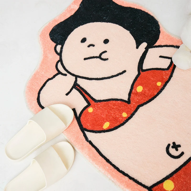 VIKAMA Cartoon Slow Talk Tangchi Boy Teppich Badezimmer Toilette Anti-Rutsch-saugfähige Fußmatte Balkon Fußmatte Heimdekoration Image