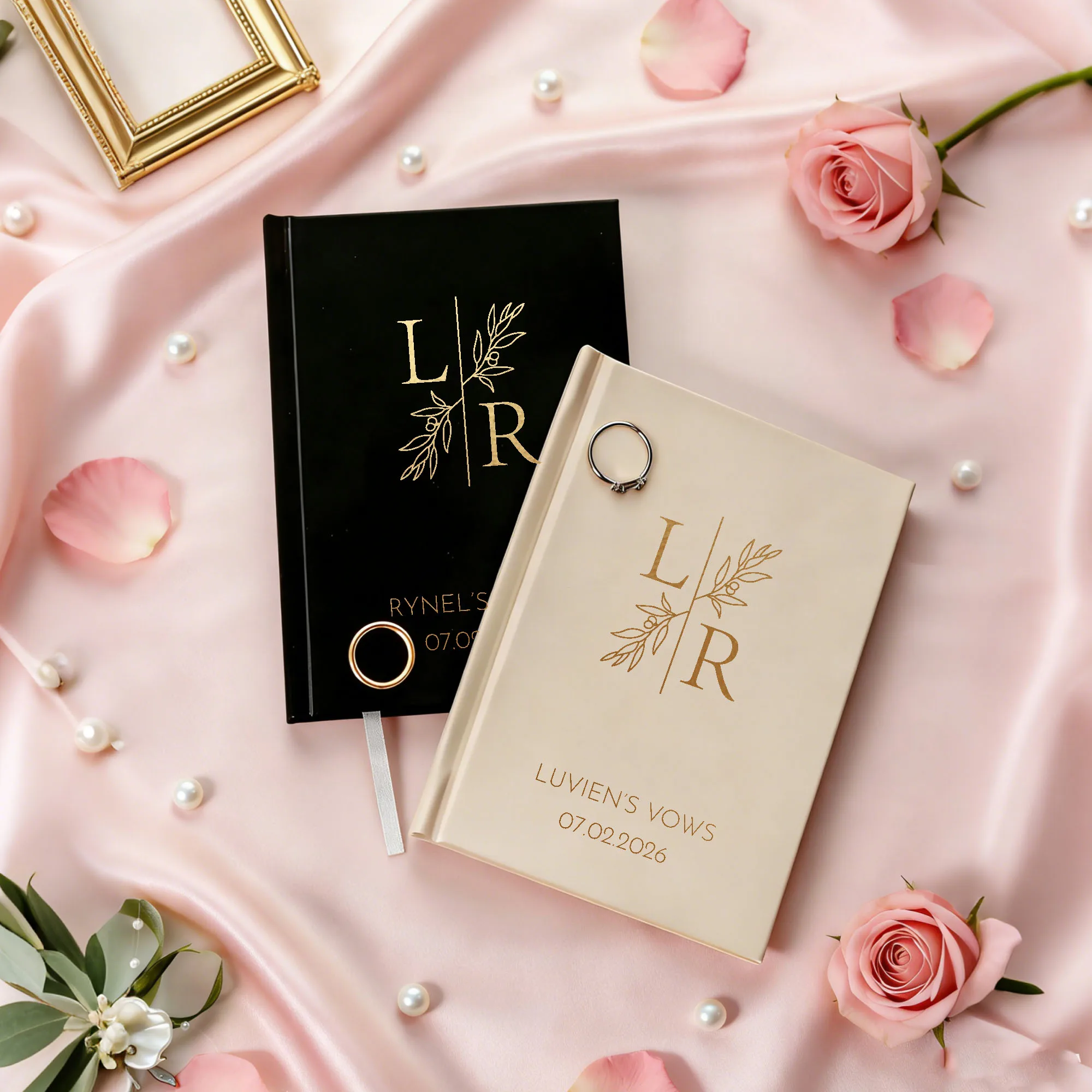 Personalisiertes Hochzeits-Gelübde-Buch, Braut und Bräutigam, luxuriöses Sprachnotizbuch, „His&Her“-Broschüren, elegantes Buch, geeignet als frischgetroffenes Andenken Image