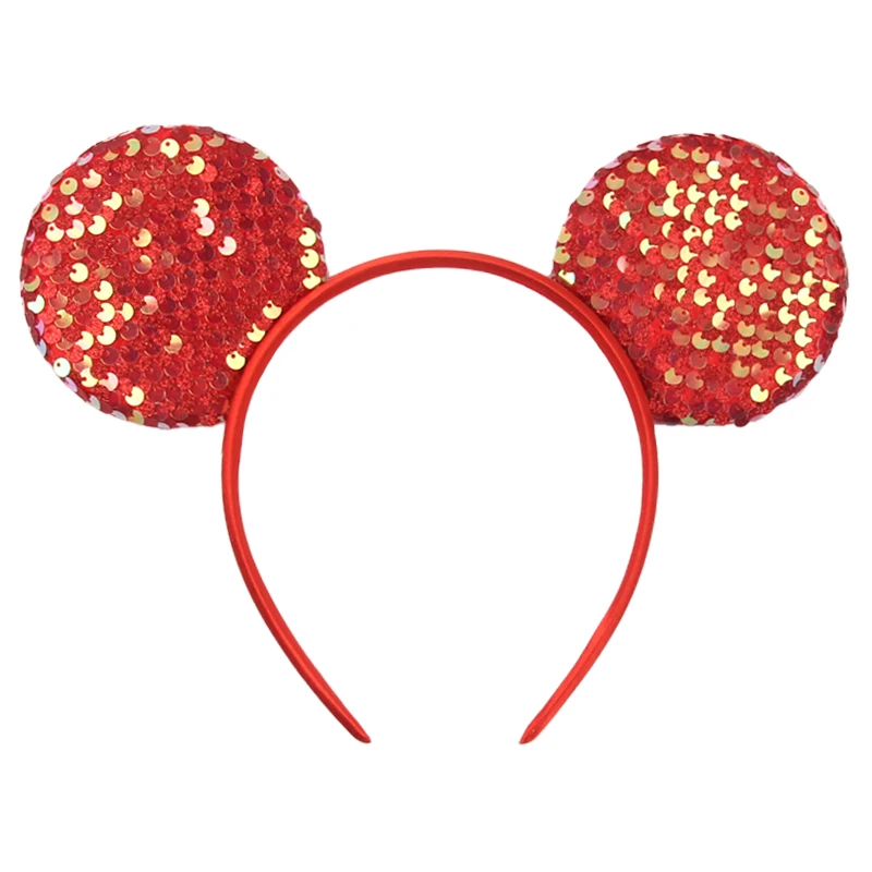 1 Stück Modisches Haarband Glänzendes Mickey Minnie Maus Ohren-Donut-Stirnband Tägliches Party-Accessoire Niedliches Eltern-Kind Haar-Accessoire