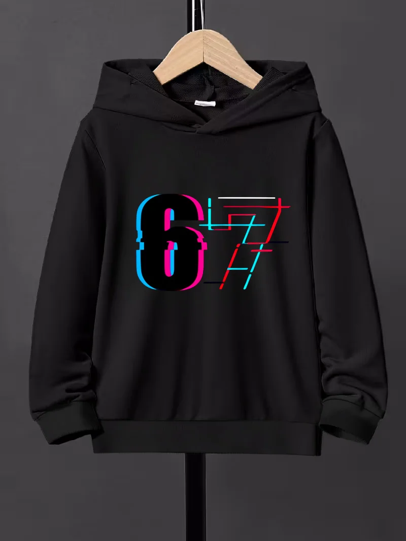 Cyber Neon Digital 67-Druck, cooles und tech-Savvy schwarzes Kinder-Kapuzenpullover Image