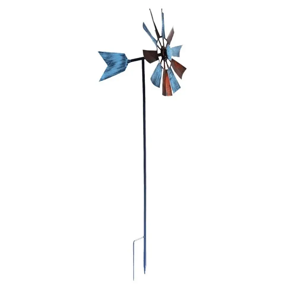 Hochwertige 24*73cm Schmiedeeiserne Rotierende Windmühle 8 Farben Metall-Windspinner Landschaftsornament Image
