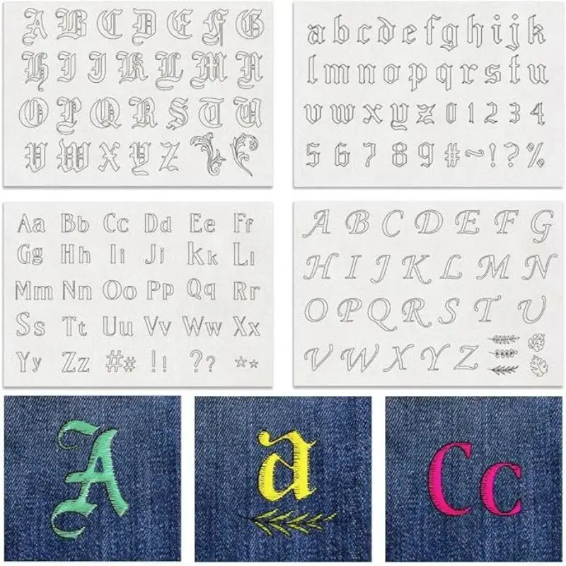 【Schön】4 Blatt A4 Handnäh-Stabilisatoren, Wasserlösliche Stabilisatoren zum Abreißen, Maschinenstickerei-Stabilisatoren mit Mustern Image