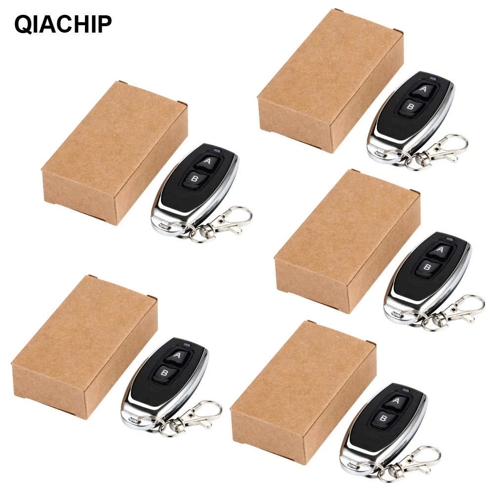QIACHIP 5PCS 433 Mhz 2CH Universal Wireless Fernbedienung 1527 Lernen Code Sender Für Tor Garage Tür Licht Controller Image