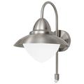 EGLO Sidney Sensor outdoor Wall Lamp, Silver Stainless Steel and White Opal Matt Glass, Incl. Motion Detector, E27 Socket, IP44