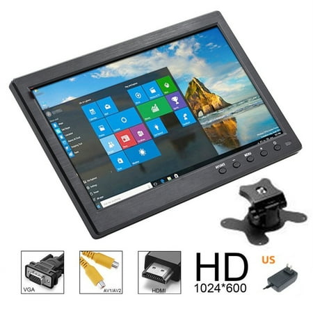 10.1 LCD Home Security Monitor TV & Computer Display Screen 2CH w/ Speaker VGA