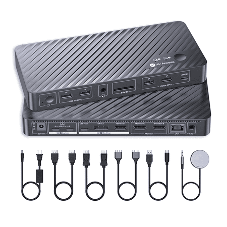 AV Access KVM Switch Docking Station for MacBook USB-C KVM Switch 2 Monitors 2 Computers 4K Dual HDMI Displays 1 Laptop+1 Desktop Ethernet 100W Power Delivery EDID Emulation(iDock M10)