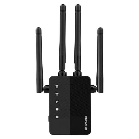 ARCADORA 1200Mbps WiFi Extender with 4 Antennas RJ45 Port WPS Encryption Dual Band Repeater AP Mode Easy Setup Black