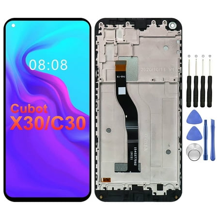 KIQ Replacement LCD Screen Full Assembly with Digitizer Compatible with Cubot X30/C30 (With Frame)