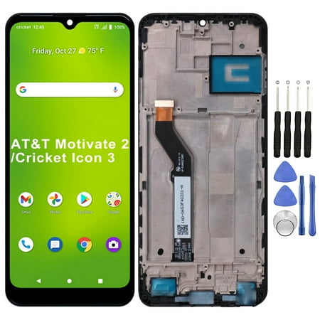 KIQ Replacement LCD Screen Full Assembly with Digitizer Compatible with AT&T Motivate 2/Cricket Icon 3(With Frame)