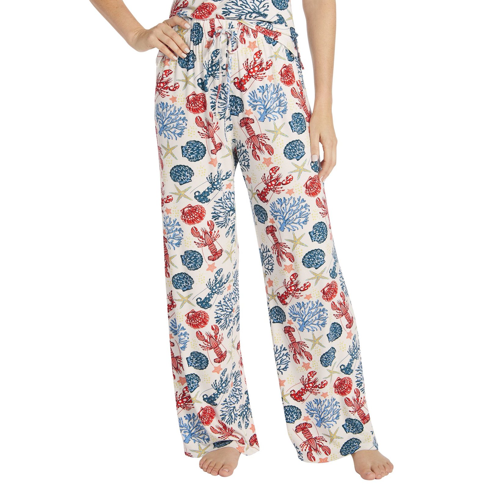 Masseys Sweet Dreams Pajama Pant (Size XL) White/Lobster/Nautical, Elastine,Viscose