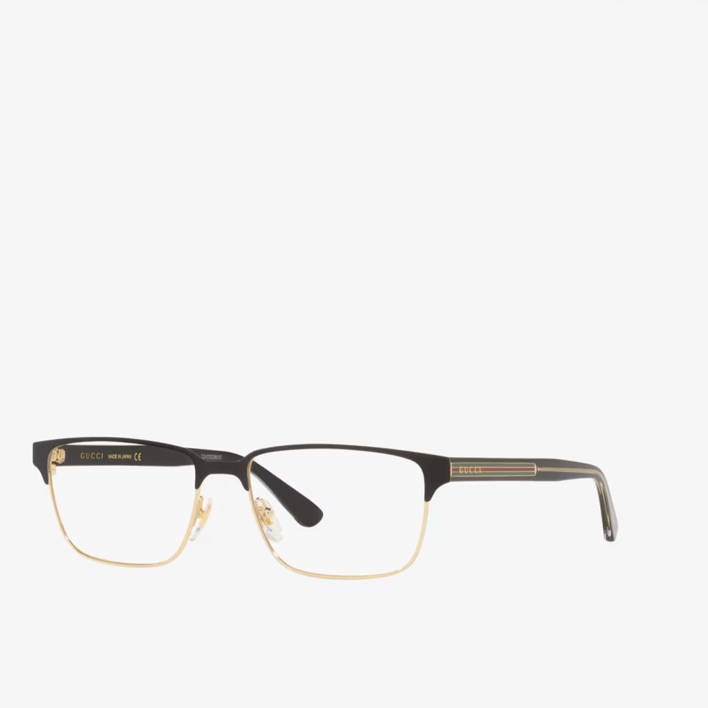 Gucci Accessories | Gucci Gg0383o Black/Gold/Green/Red Rectangle Eyeglasses Frames 58-17-145 Men’s | Color: Black/Gold/Green/Red/Tan | Size: Os