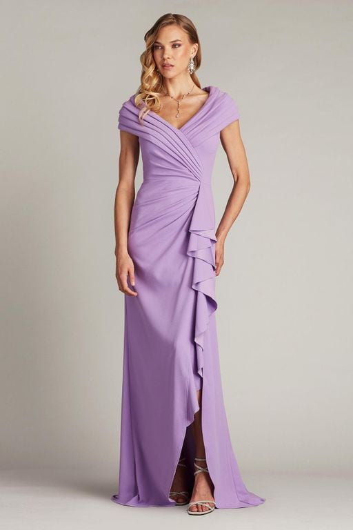 Talise Waterfall Flounce Gown - Purple - Tadashi Shoji Dresses