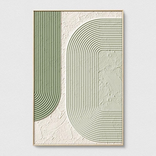 Mintura handgemalte, grün-weiße Ölgemälde mit dicker Textur auf Leinwand, modernes Wandbild für die Heimdekoration, gerollt, rahmenlos, ungespannt Image
