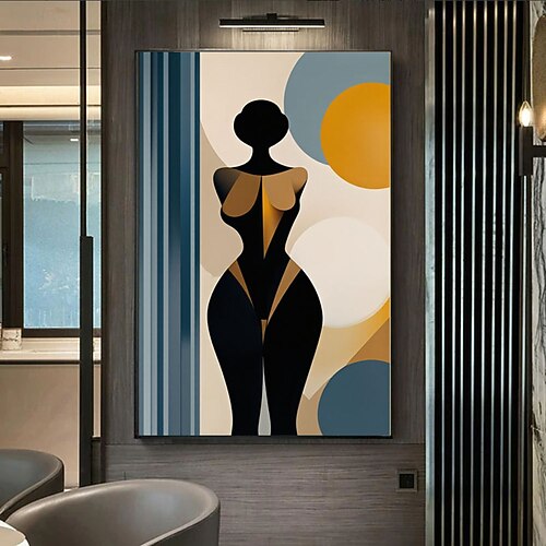 Handgefertigtes kubistisches Farbblockporträt, abstrakte Wandkunst, handgemaltes abstraktes Mädchen im Picasso-Stil, geometrische Leinwandkunst, modernes Leinwandgemälde, Wanddekoration für Zuhause Image