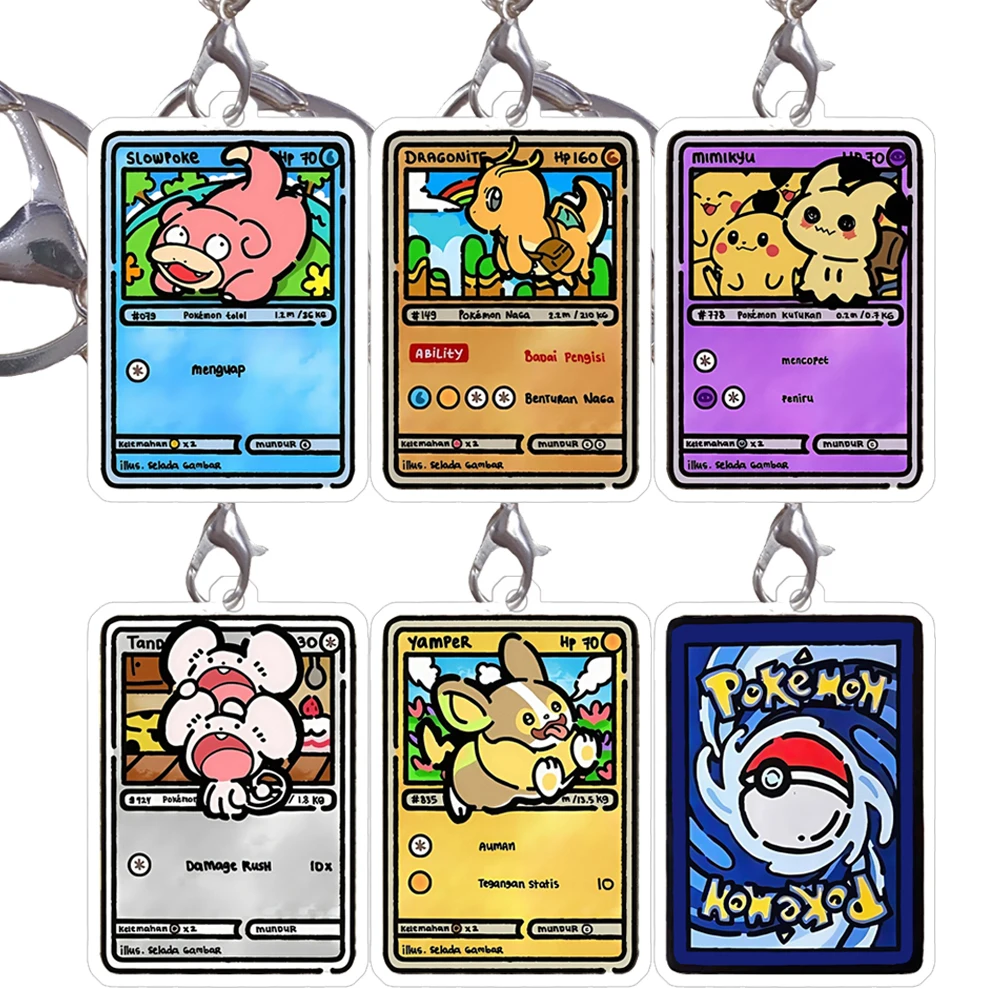 Pokemon Handgezeichneter Q-Version Comics-Serie Doppelseitiger kleiner Acrylkarten-Schlüsselanhänger Mimikyu Dragonite Yamper Slowpoke Tandemaus Image
