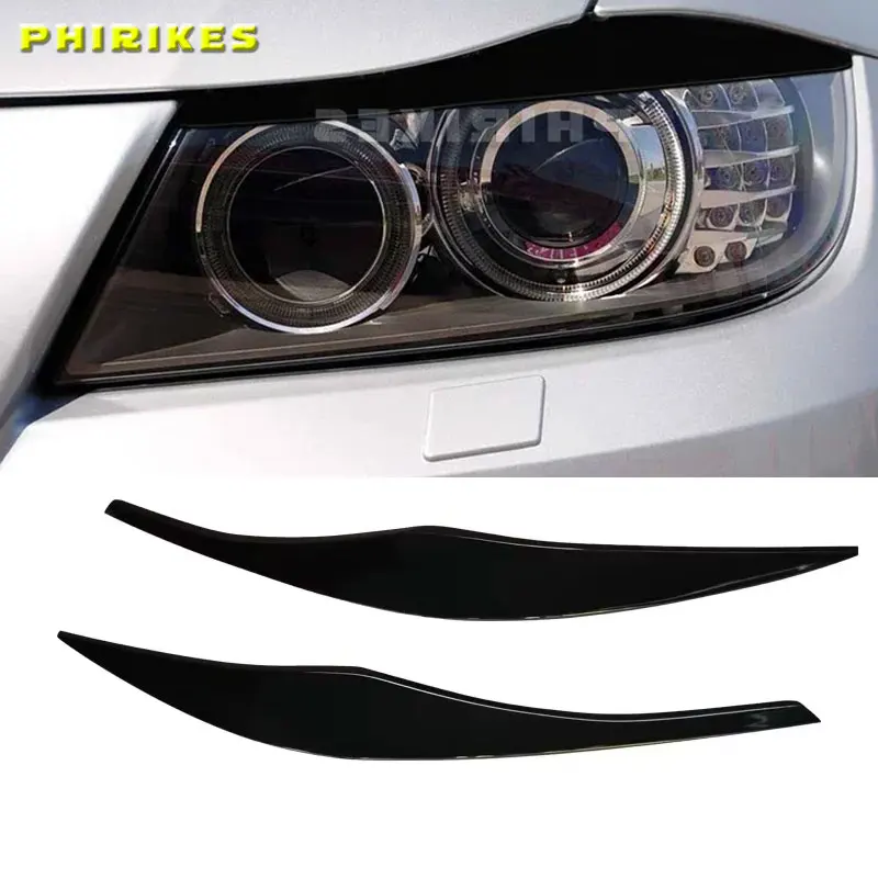 Für BMW 3er E90 E91 2005 2006 2007 2008 2009 2010 2011 Limousine/Touring Aufkleber ABS glänzend schwarz Scheinwerfer Augenbrauen Augenlid Image