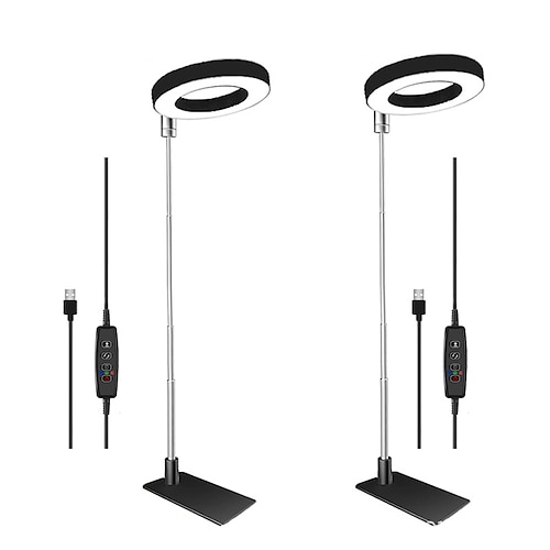 Teleskopierbare LED-Pflanzenlampe, Engelsring, Vollspektrum, rot Blaues Licht für Sukkulenten und Blumen, dimmbar, mit Zeitschaltuhr, Pflanzenlampe für Zimmerpflanzen Image